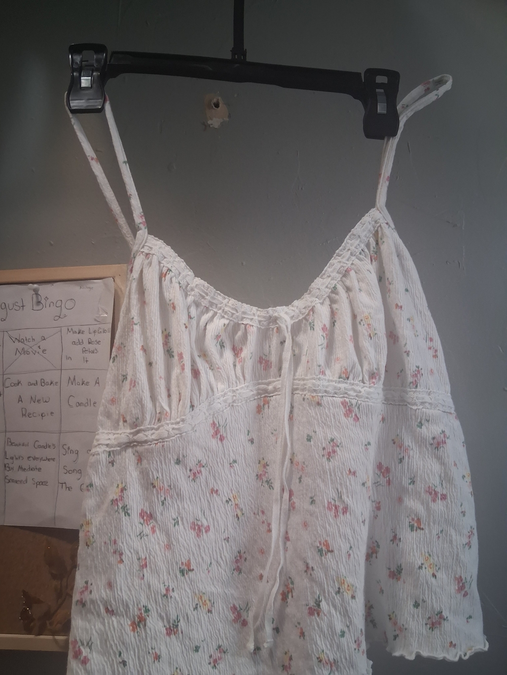 No Boundaries White Floral Cami Top with Pink & Yellow Blooms
